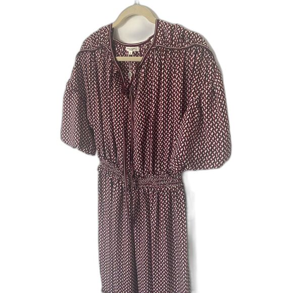 NWT Max Studio Geometric Print Tie Neck Crepe Cottagecore Boho Tier Maxi Dress S - Picture 10 of 12